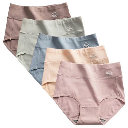 5PCS/Set High Waist Pure Cotton Panties