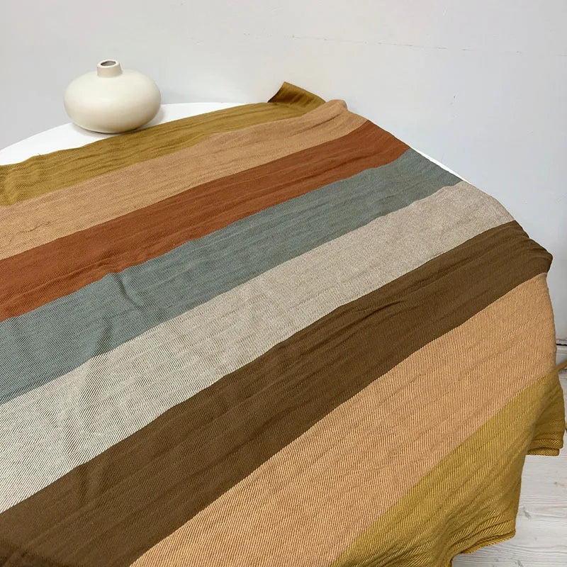 Cotton and linen striped scarf