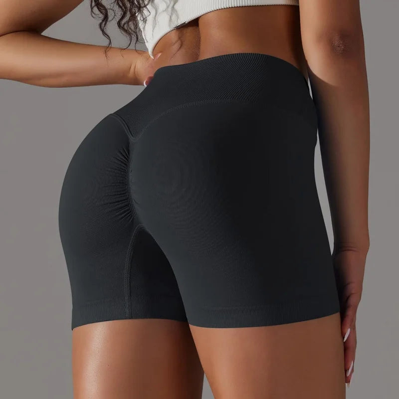 3-Piece Women’s High Waist Peach Hip Sports Shorts Set