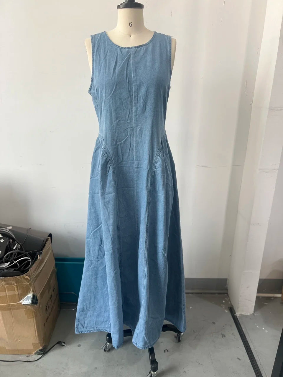 Casual Backless Denim Dress