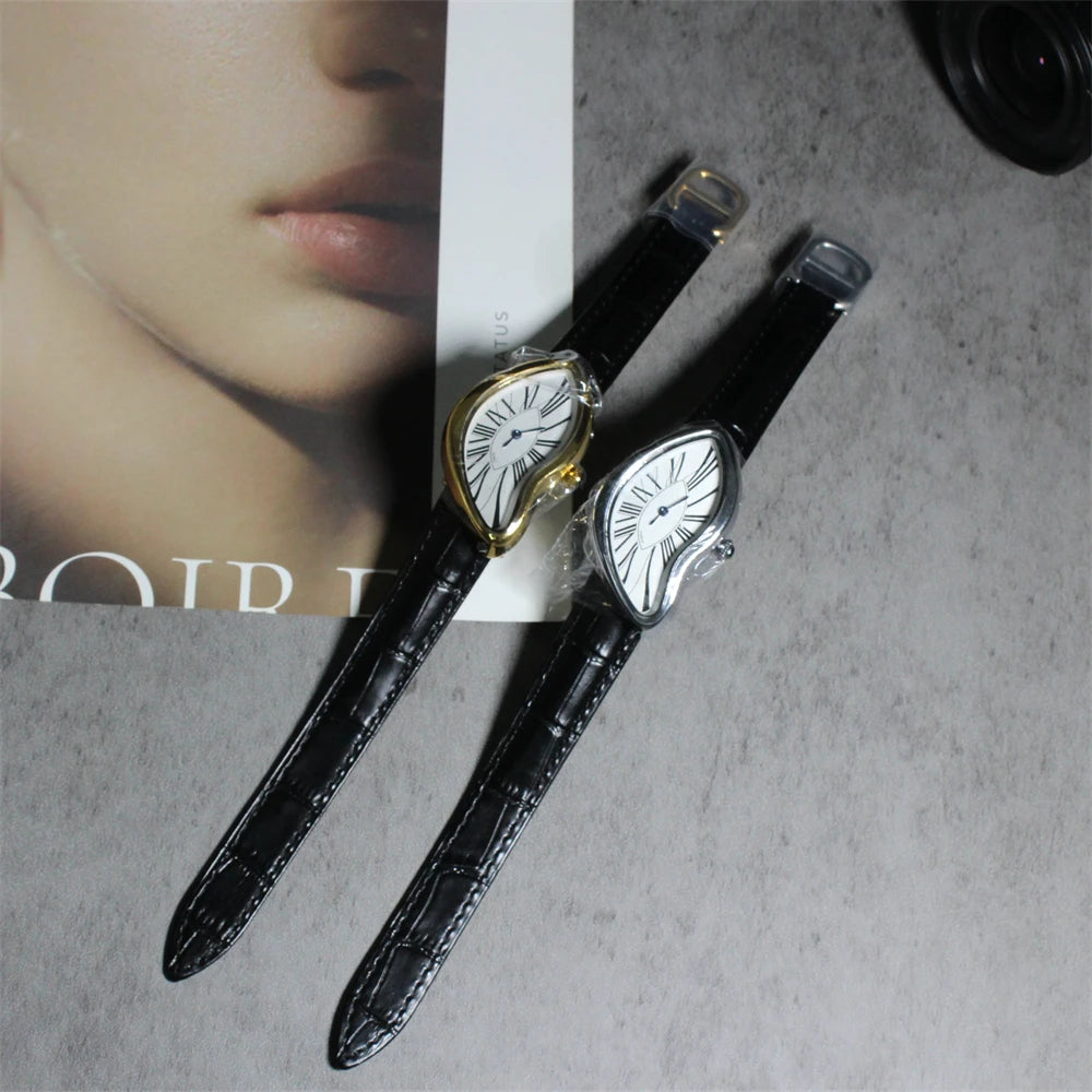 Medieval Alien Y2K Twist Quartz Leather Strap Watch