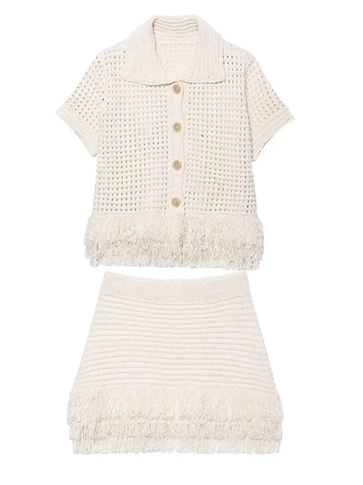 2 Piece Knit Short Skirt Set