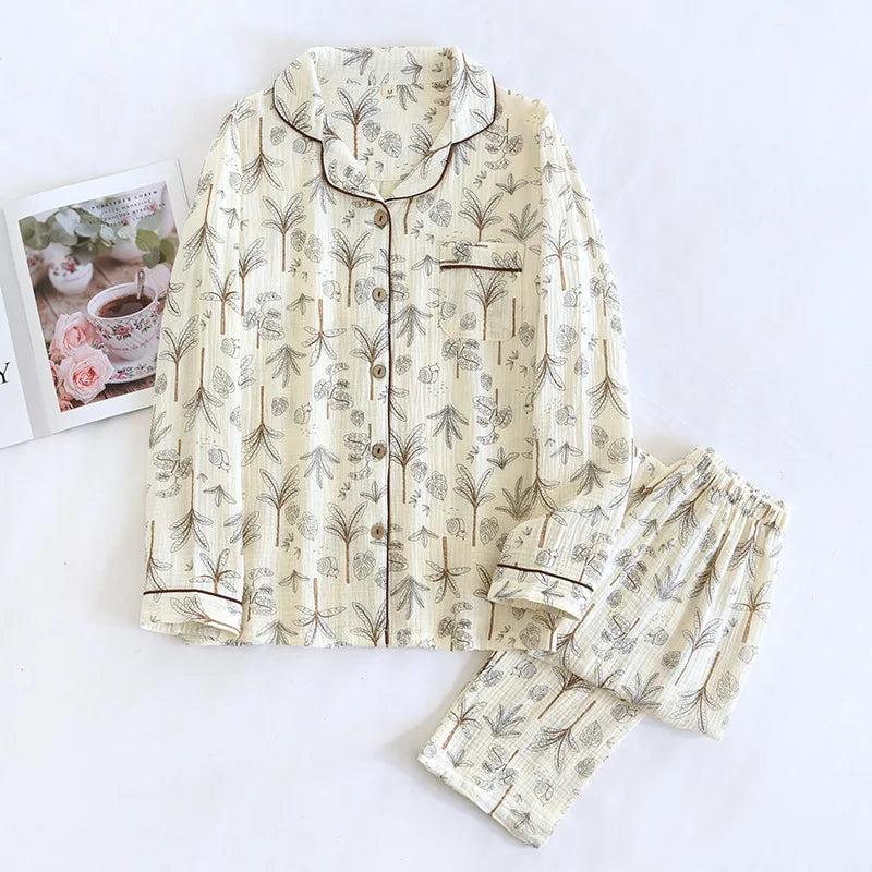 2025 Pajama Set 100% Cotton Crepe