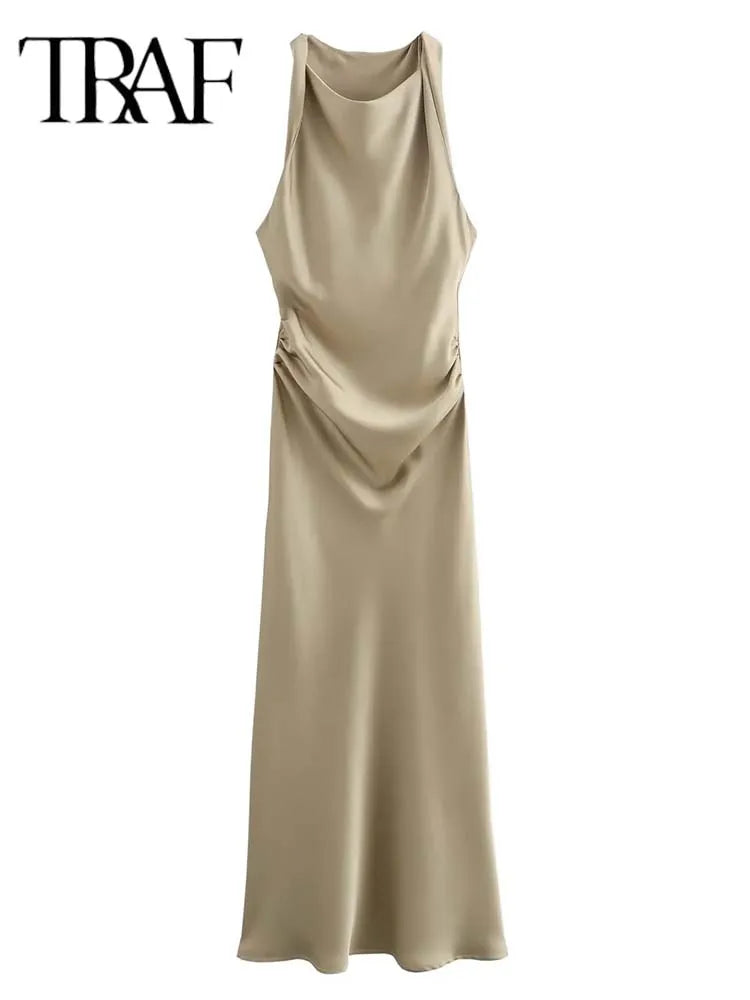 TRAF Satin Long Dress