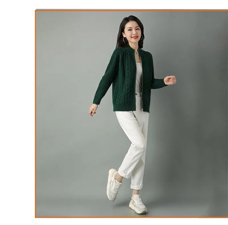 Zipper Knitted Cardigan Sweater