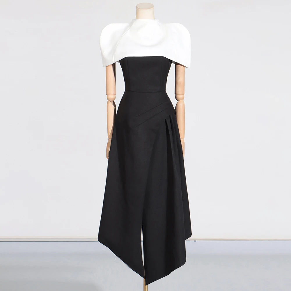 VGH Spliced Shawl Long Dress