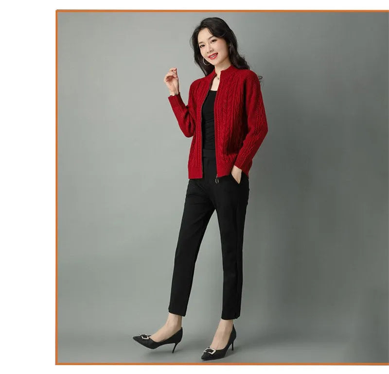 Zipper Knitted Cardigan Sweater