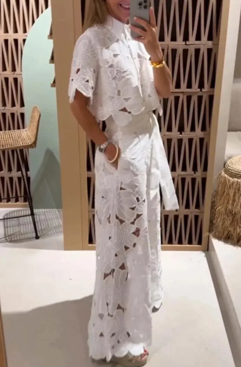 2Pcs Lace Embroidery Outfit