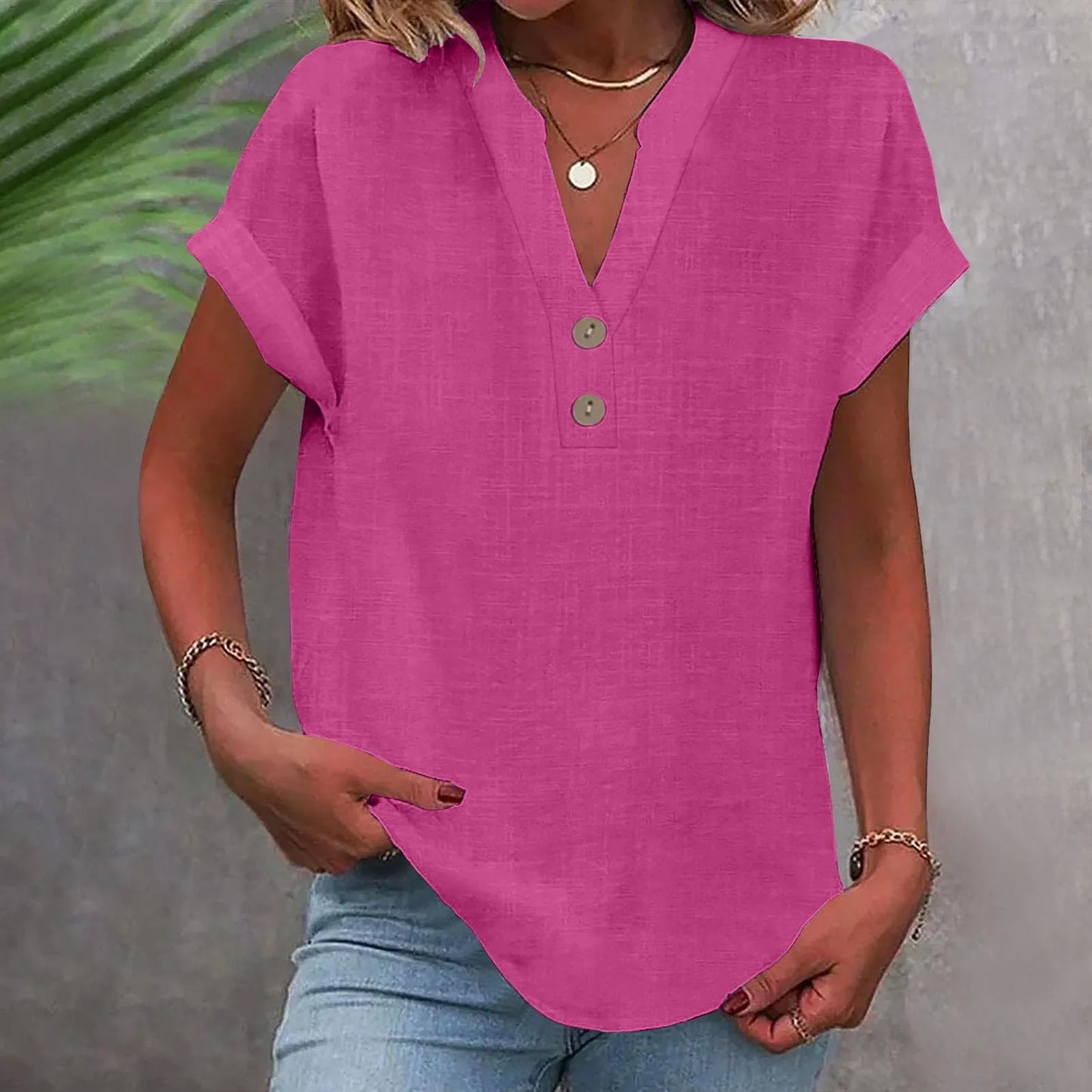 Cotton Linen V-neck Shirt