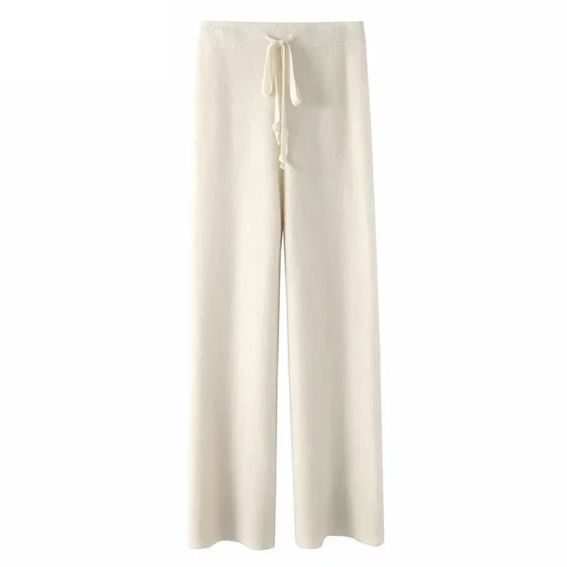 Wool Knitted Wide-leg Trousers