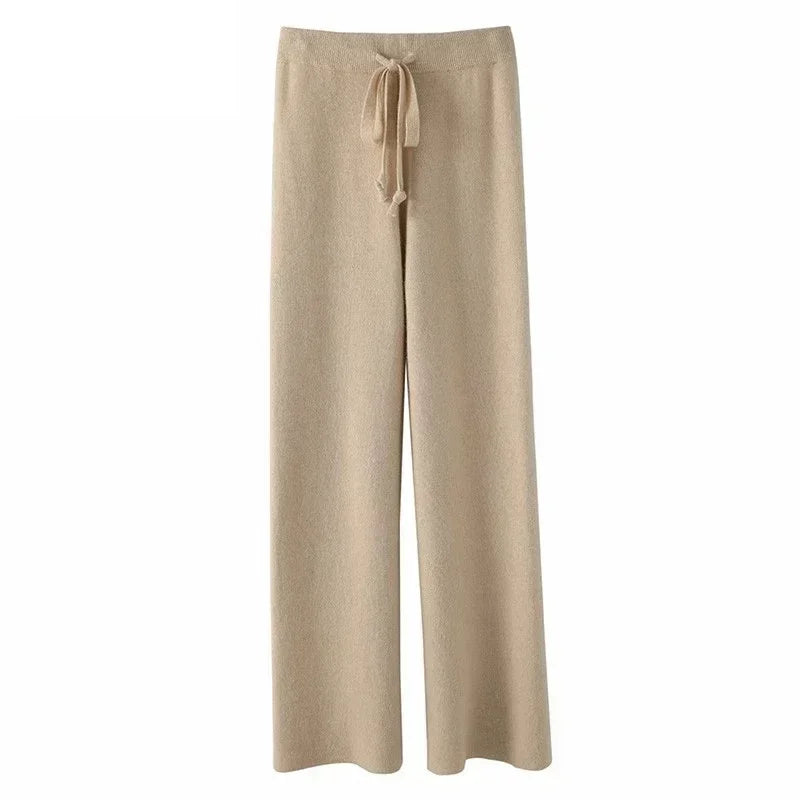 Wool Knitted Wide-leg Trousers