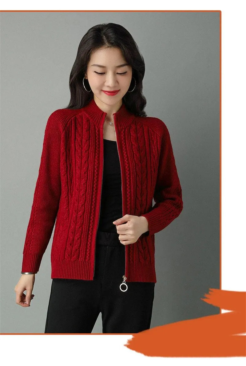 Zipper Knitted Cardigan Sweater