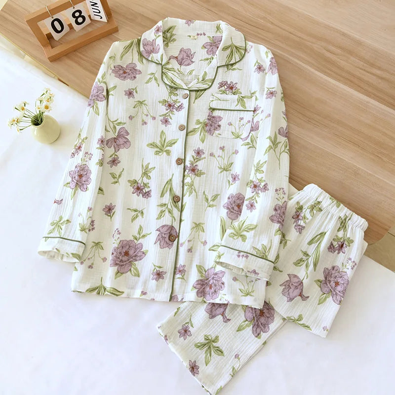 2025 Pajama Set 100% Cotton Crepe