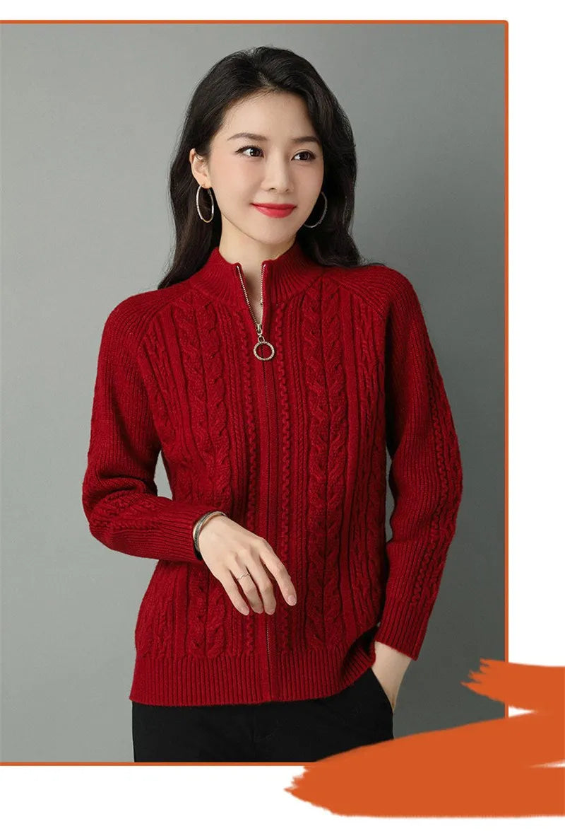 Zipper Knitted Cardigan Sweater