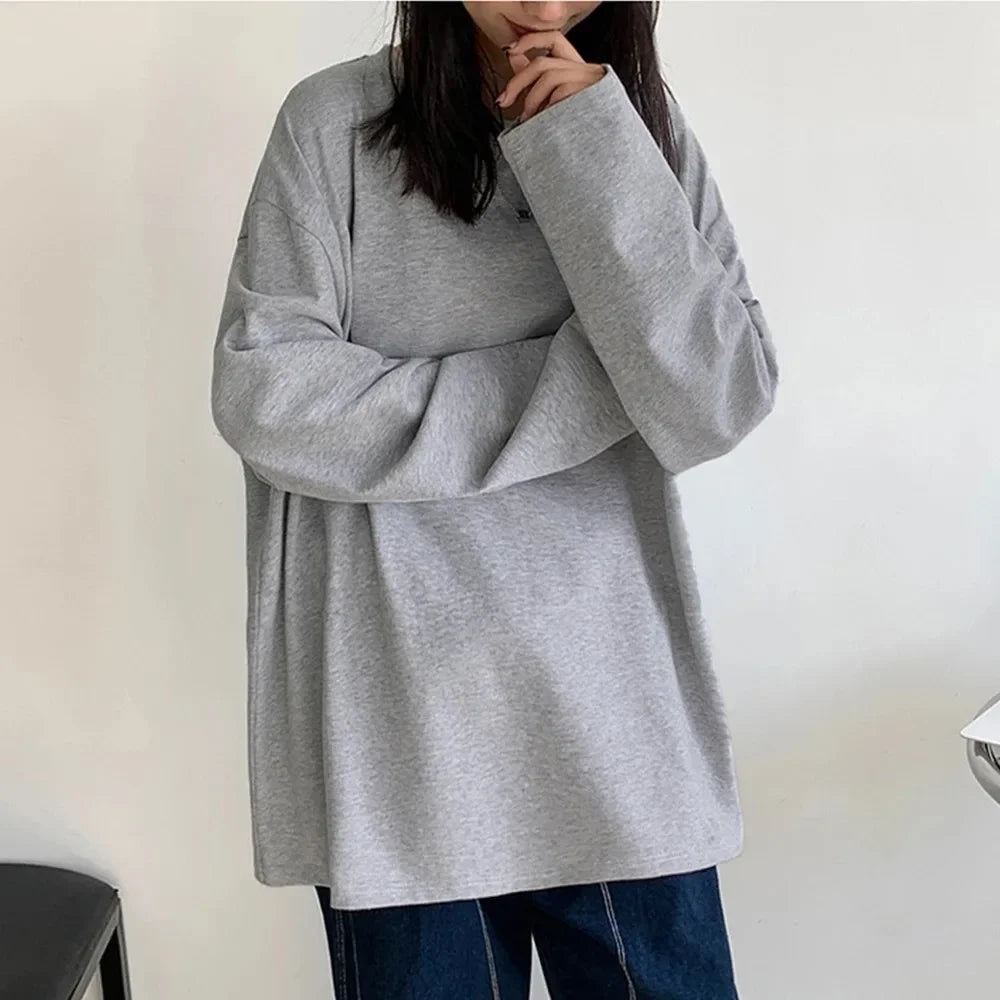 Cotton Long Sleeve Oversize Top
