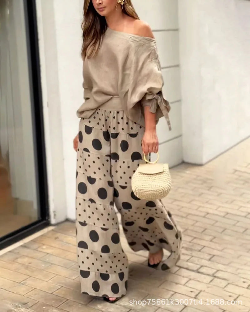 Polka Dot Printed Pants & Top Set