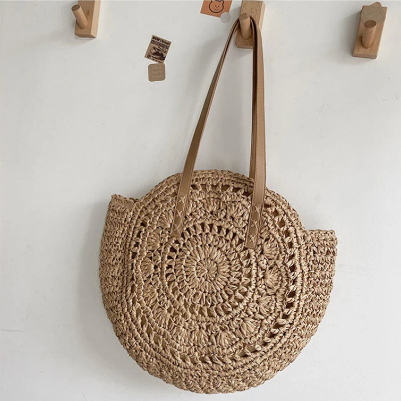 Round Straw Woman's Summer Handbag