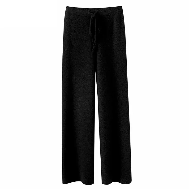 Wool Knitted Wide-leg Trousers