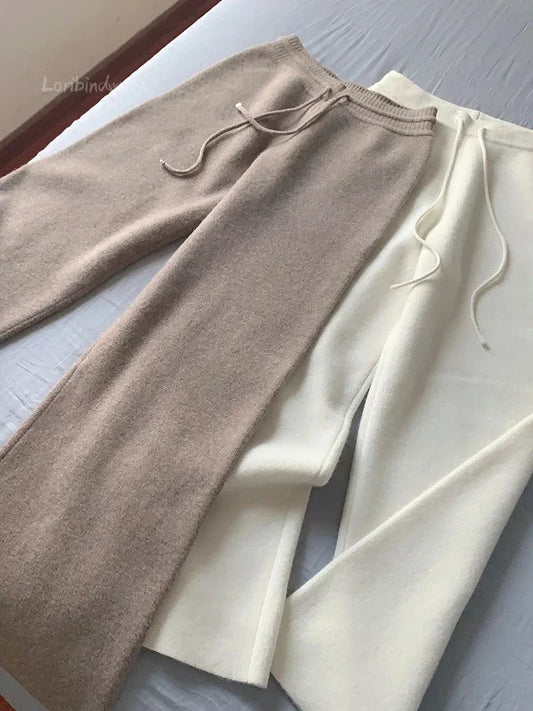 Wool Knitted Wide-leg Trousers