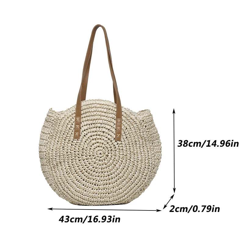 Round Straw Woman's Summer Handbag