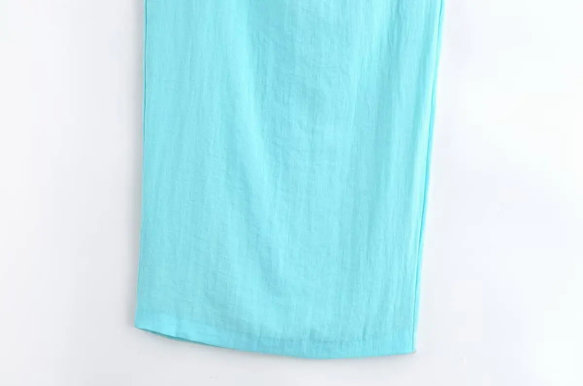 TRAFZA Woman's Summer Sexy Fashion Long Dress Solid Sleeveless Asymmetry Dresses Female Holiday Style Slit Slim Chic Dress