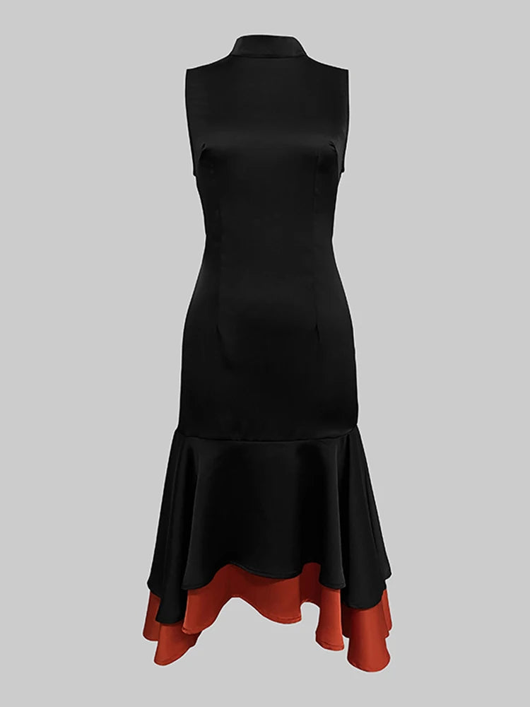 Black Sleeveless Ruffle Dress
