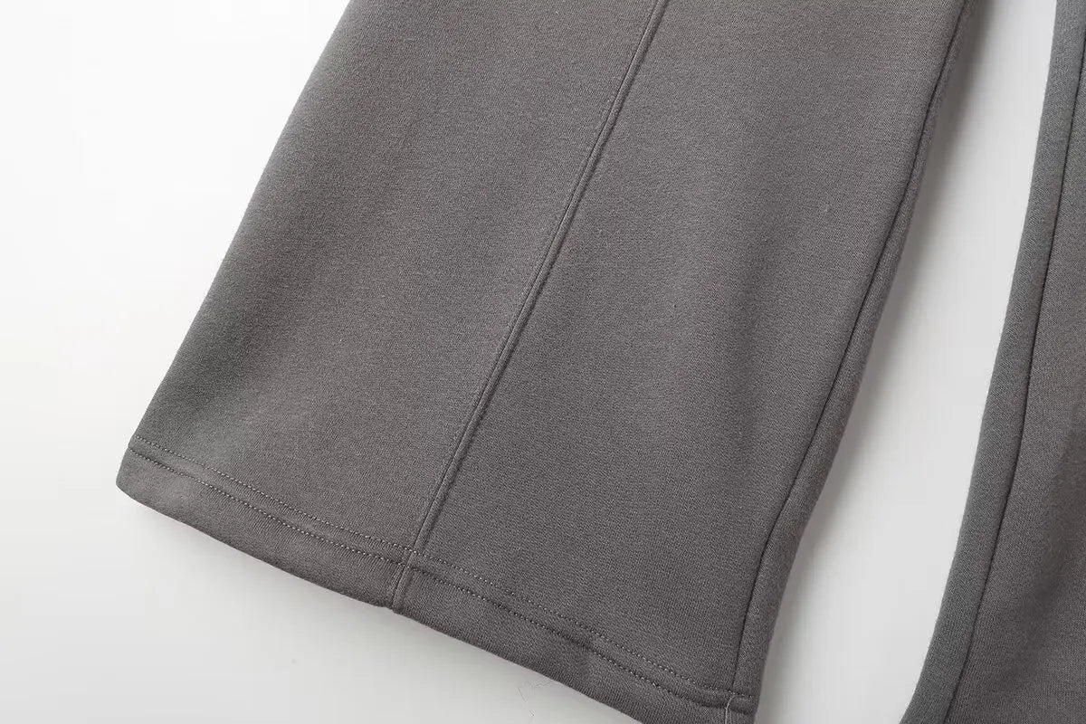 TRAFZA  Fall 2-Piece Bomber Jacket And Wide Leg Pants
