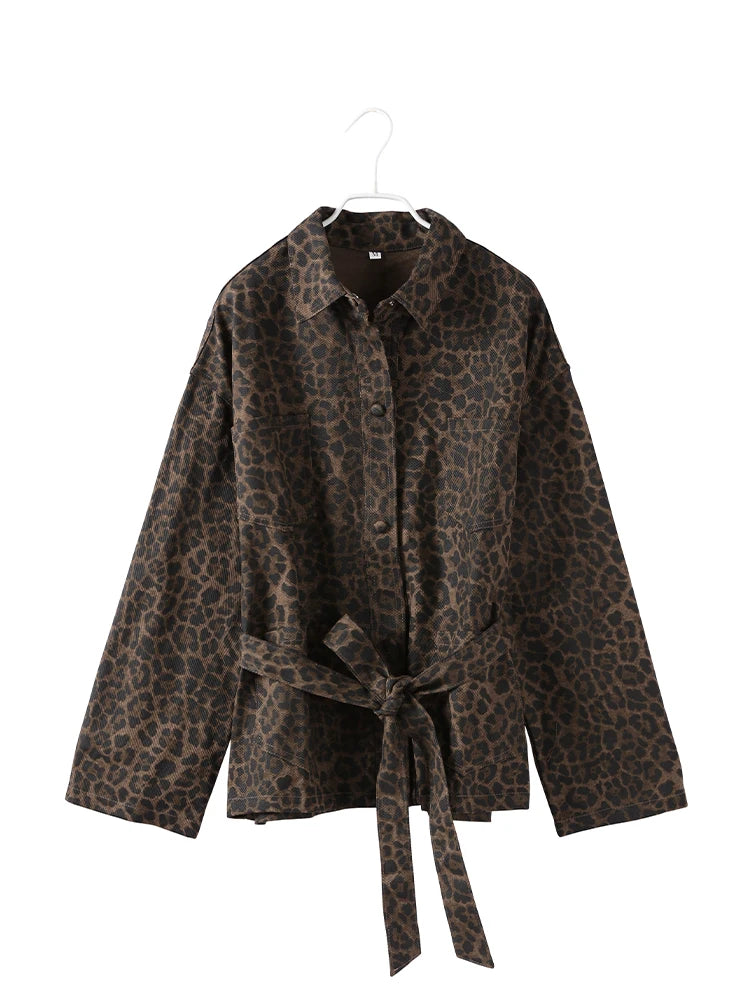 Belted Leopard Print Jacket