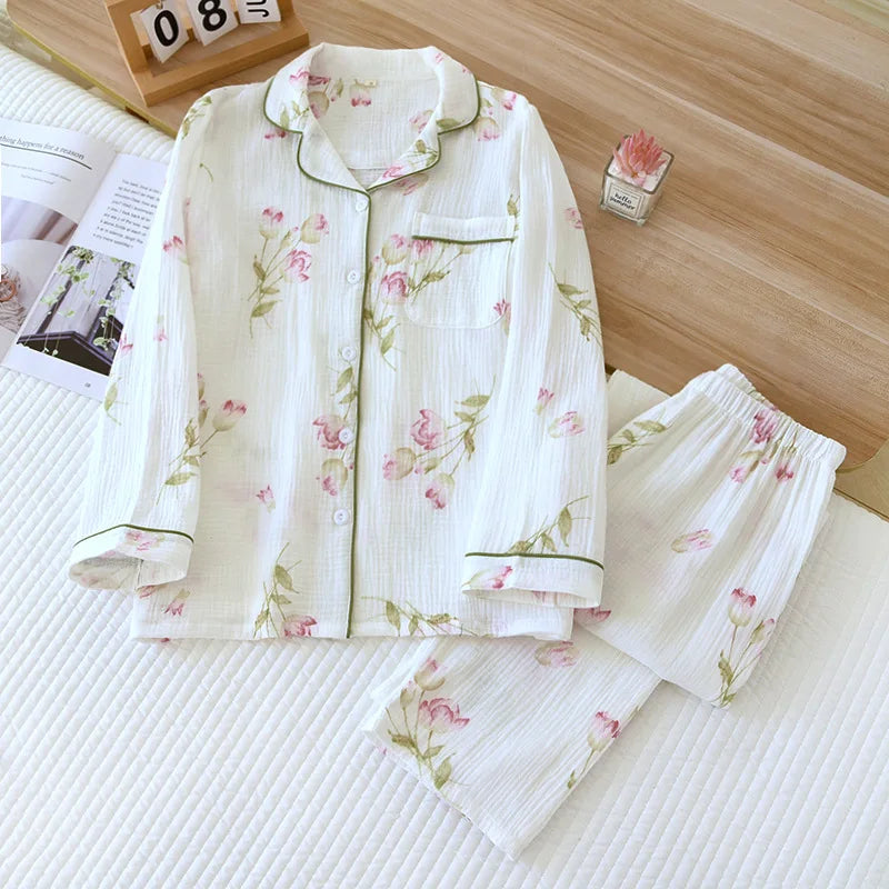 2025 Pajama Set 100% Cotton Crepe