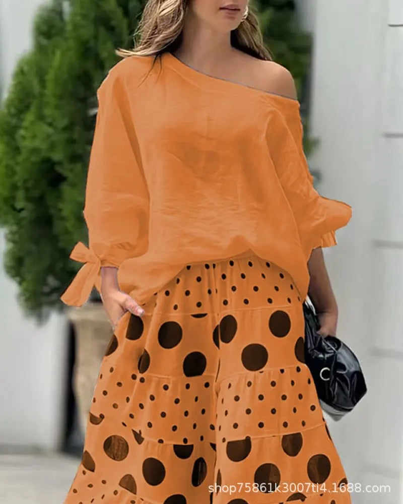 Polka Dot Printed Pants & Top Set