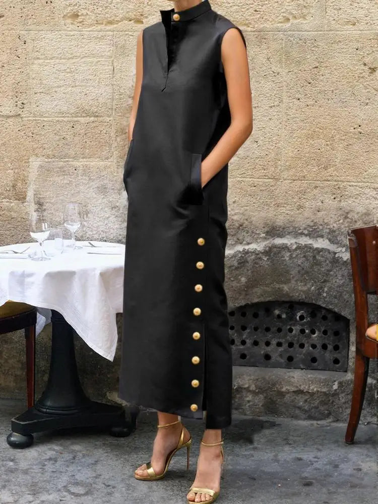 Yeezzi Split-Side Buttoned Dress