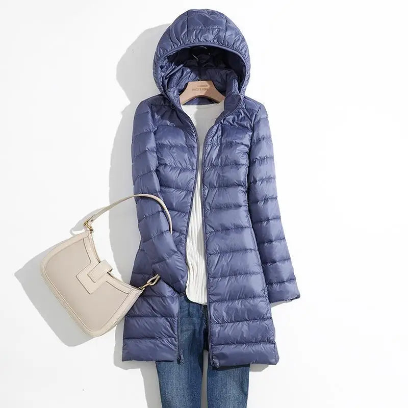Plus Size Lightweight Packable Long Puffer Jacket
