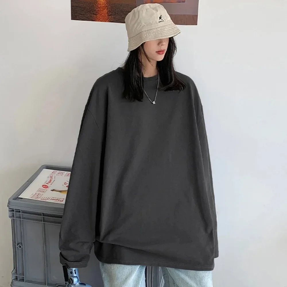 Cotton Long Sleeve Oversize Top