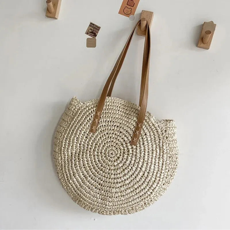 Round Straw Woman's Summer Handbag