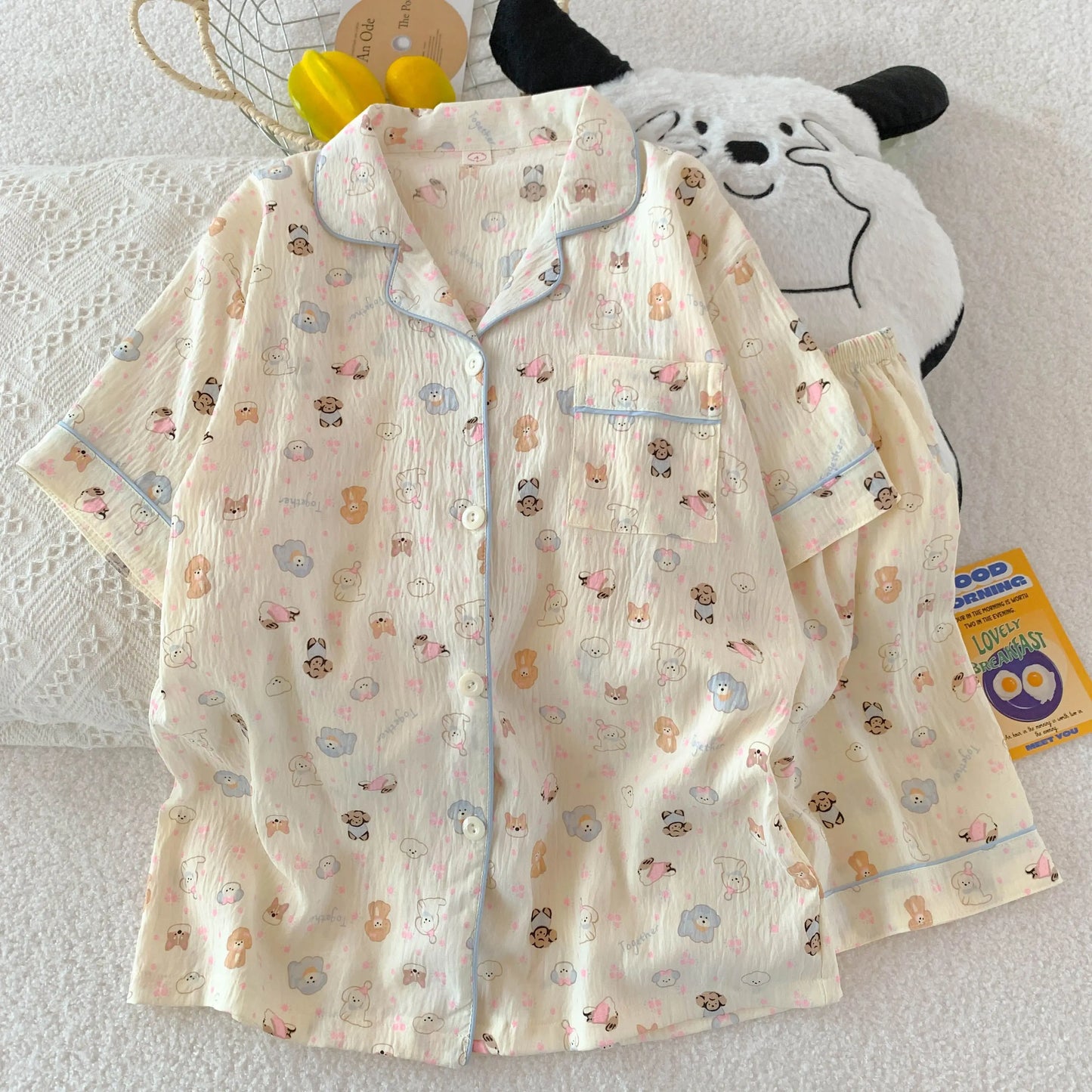 Cotton Pajama Set Top and Shorts