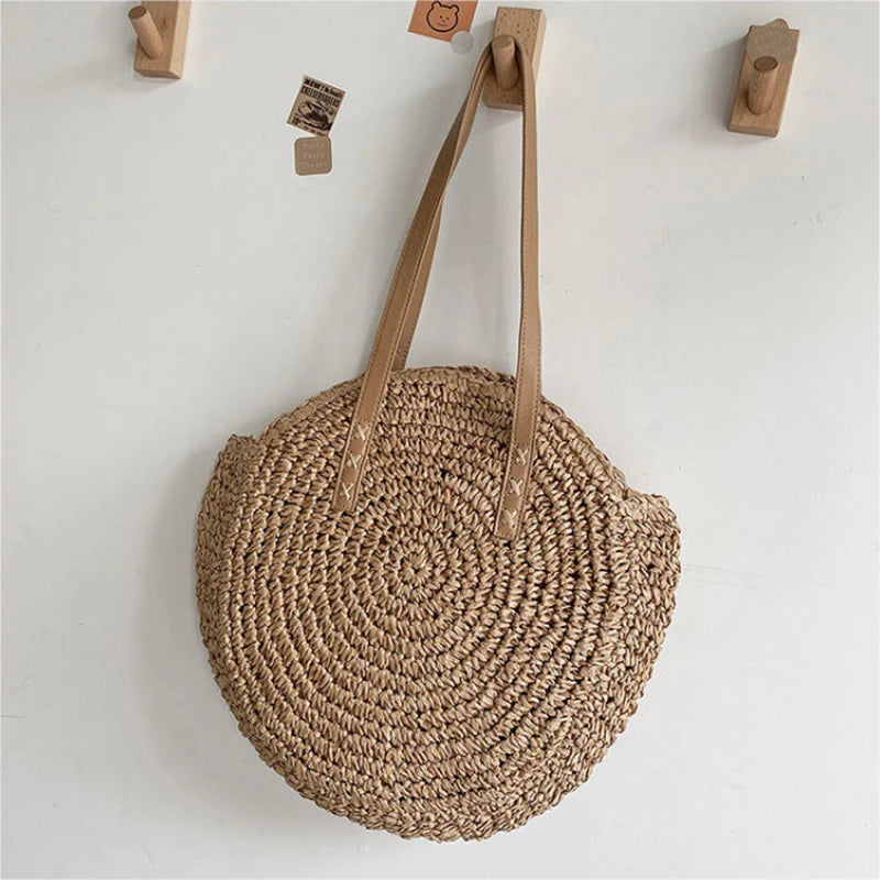 Round Straw Woman's Summer Handbag