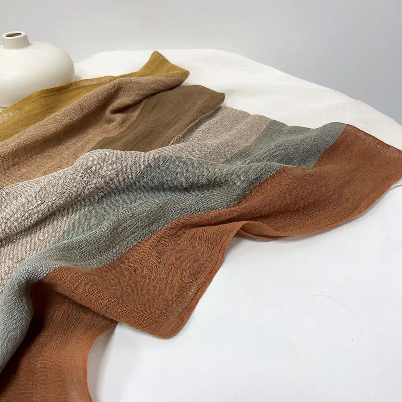 Cotton and linen striped scarf
