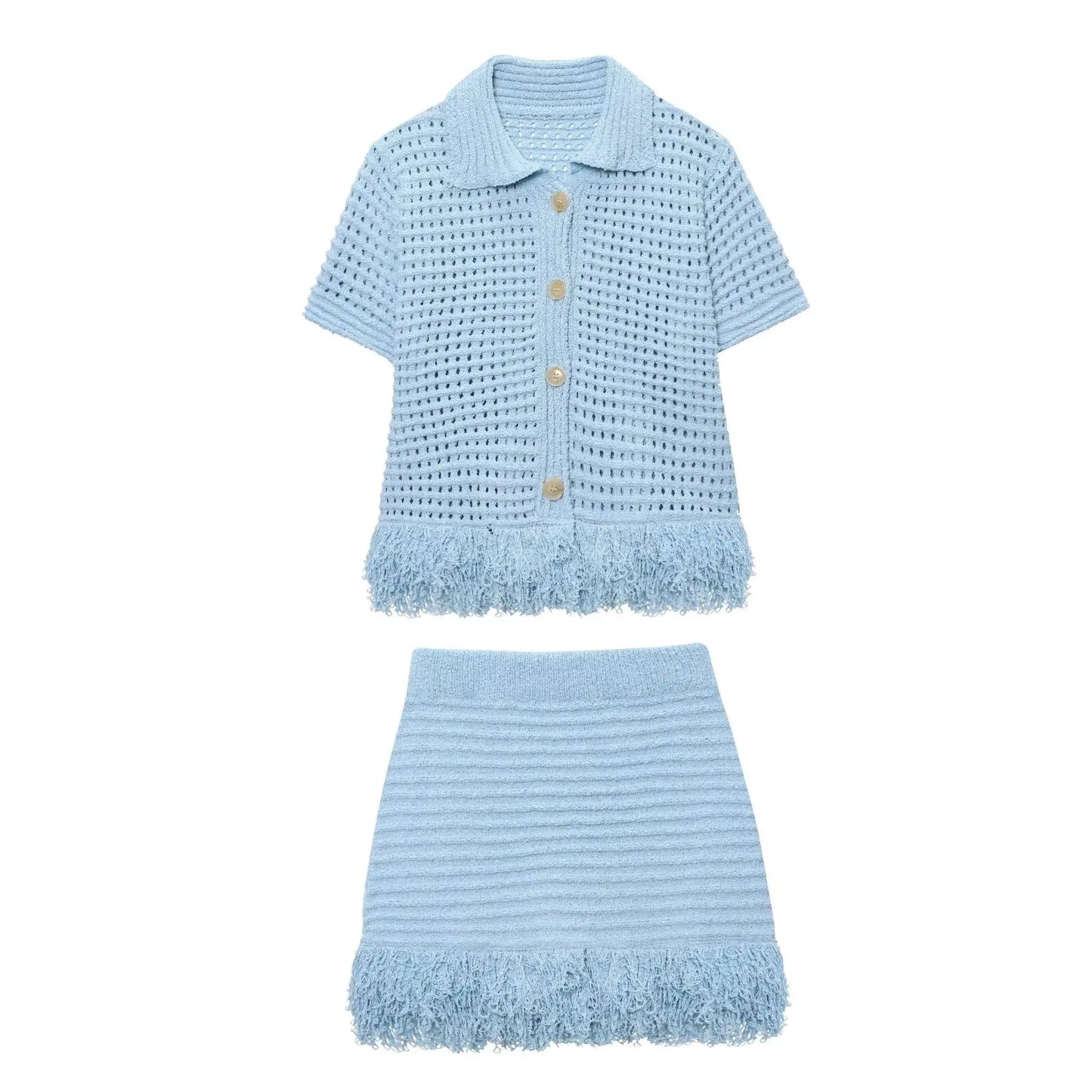 2 Piece Knit Short Skirt Set