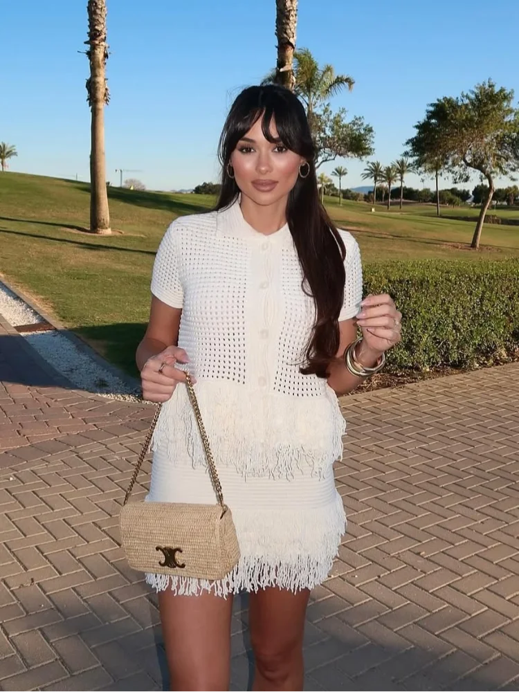 2 Piece Knit Short Skirt Set