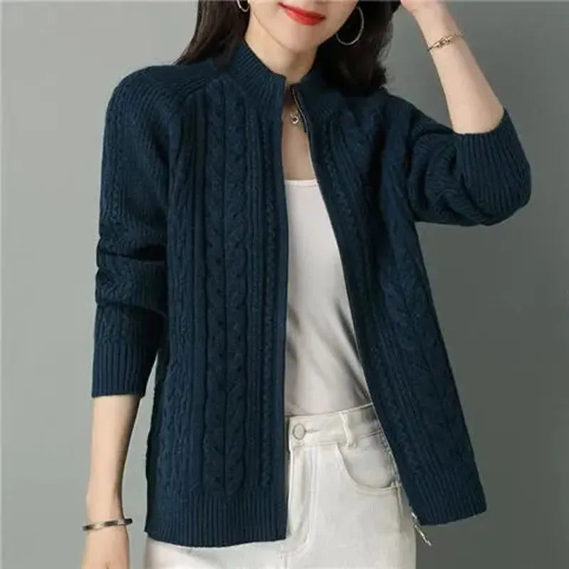 Zipper Knitted Cardigan Sweater