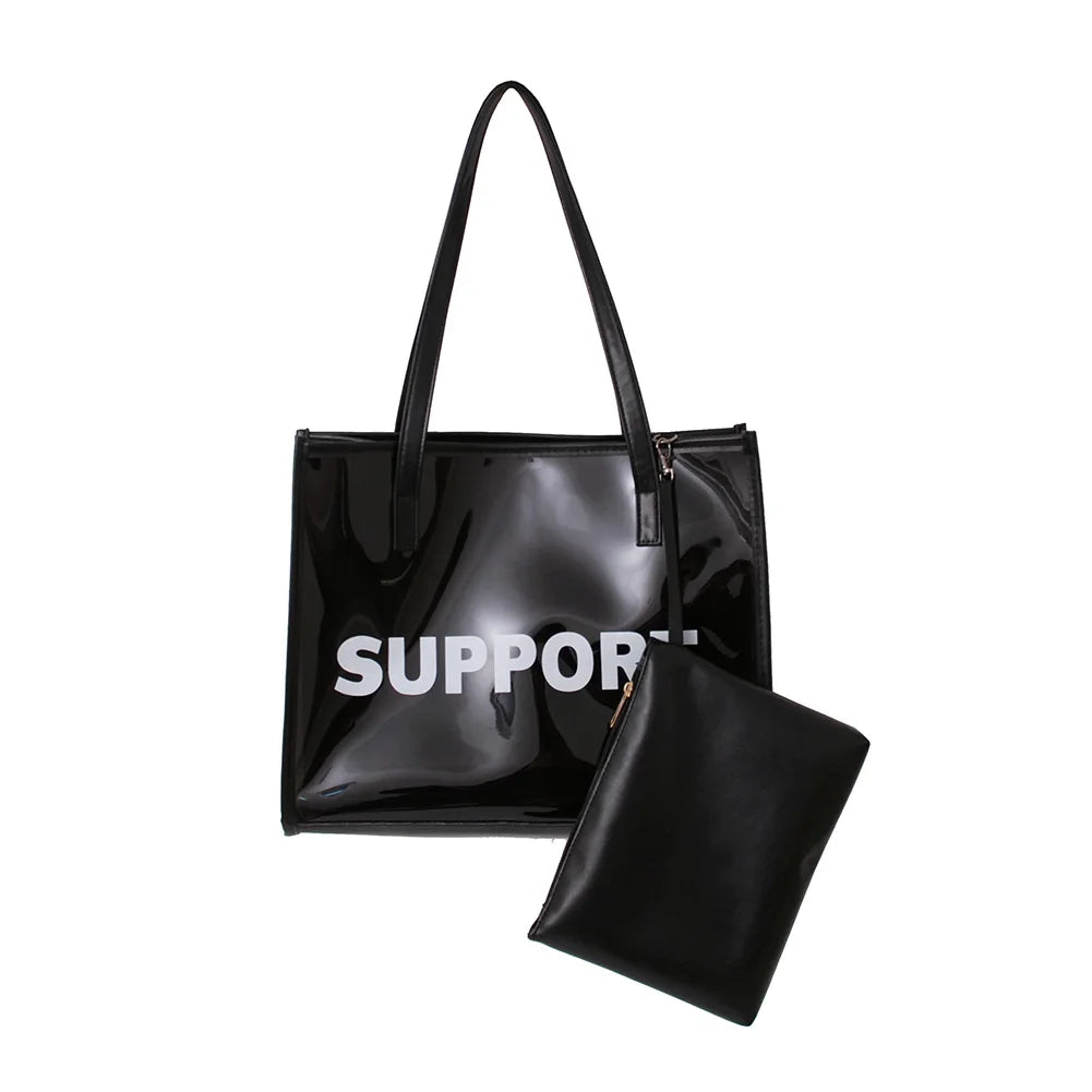 Clear PVC Tote Handbag with Zipper Pouch – Large Capacity
