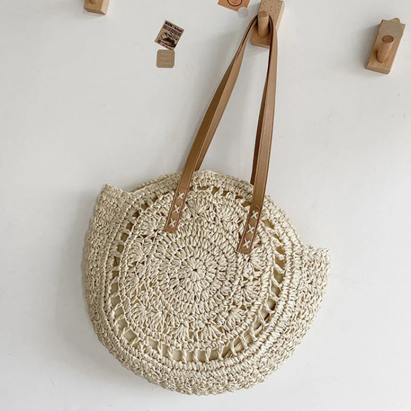 Round Straw Woman's Summer Handbag