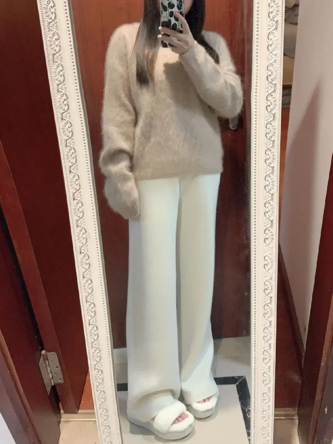 Wool Knitted Wide-leg Trousers