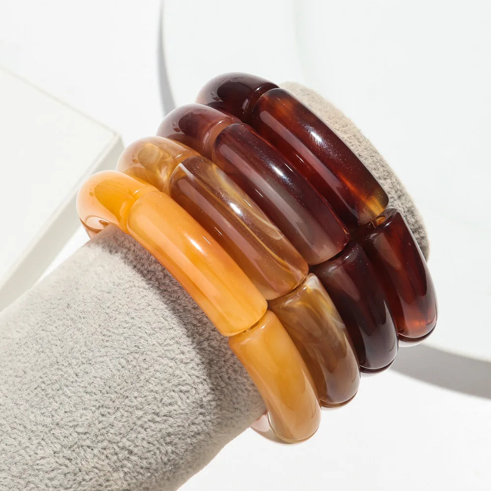 4PCS/Set Amber Bamboo Bracelet Bangles