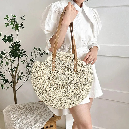Round Straw Woman's Summer Handbag