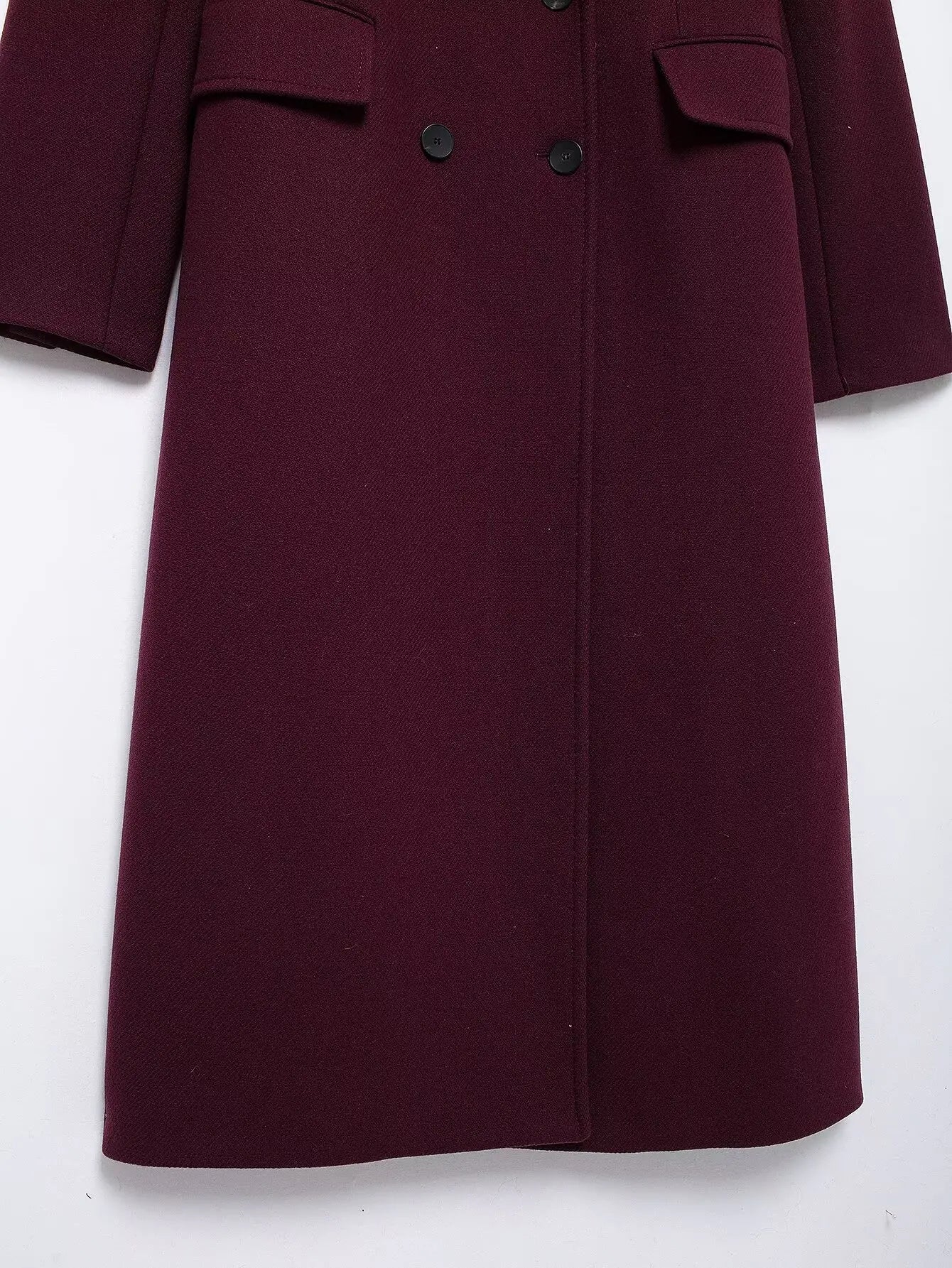 TRAFZA  Burgundy Woolen Coat