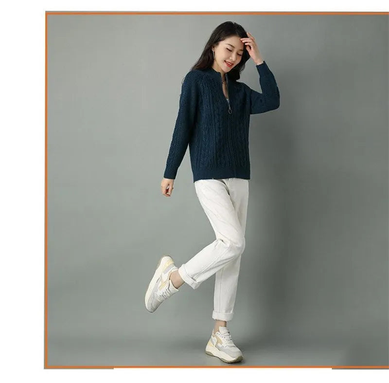 Zipper Knitted Cardigan Sweater