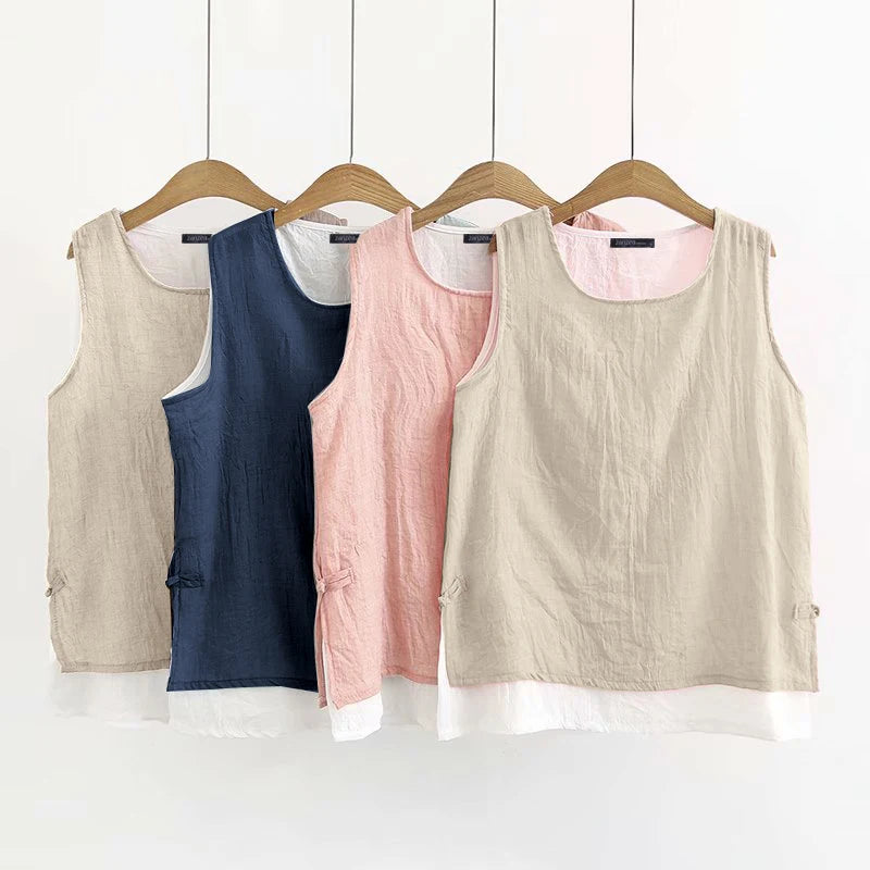 ZANZEA  Double Layer Sleeveless Tops