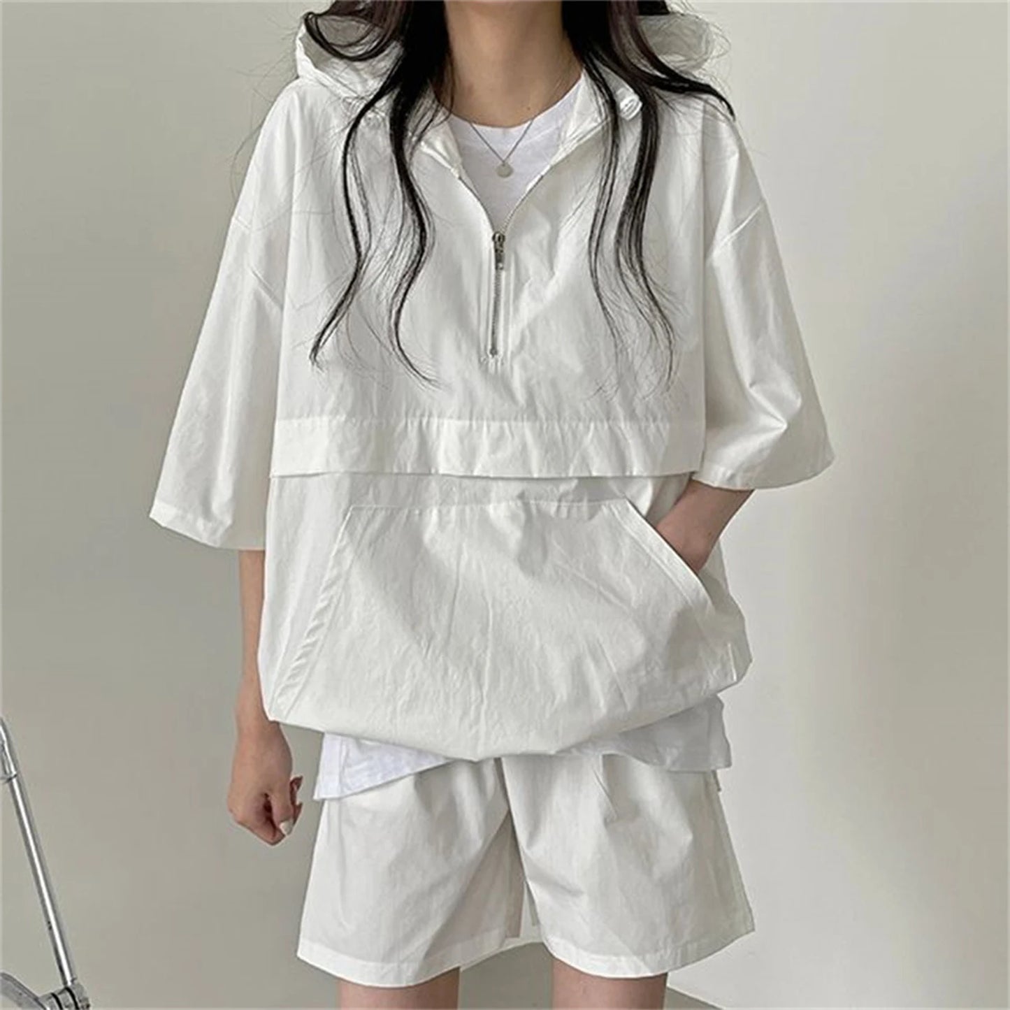 2 Pcs Sport Shorts & Three-quarter Sleeve Top