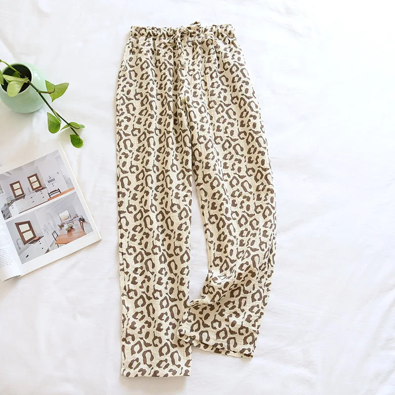100% cotton crepe leopard print pajamas